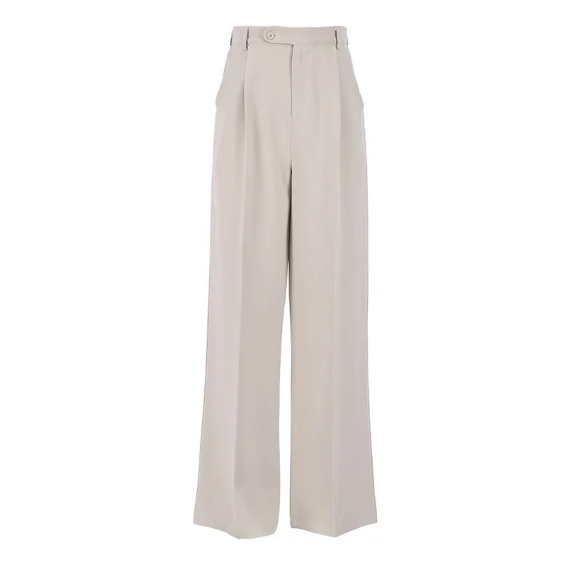 2024 spring new trousers casual pants white temperament trend beauty high waist loose draped commuter wide-leg trousers