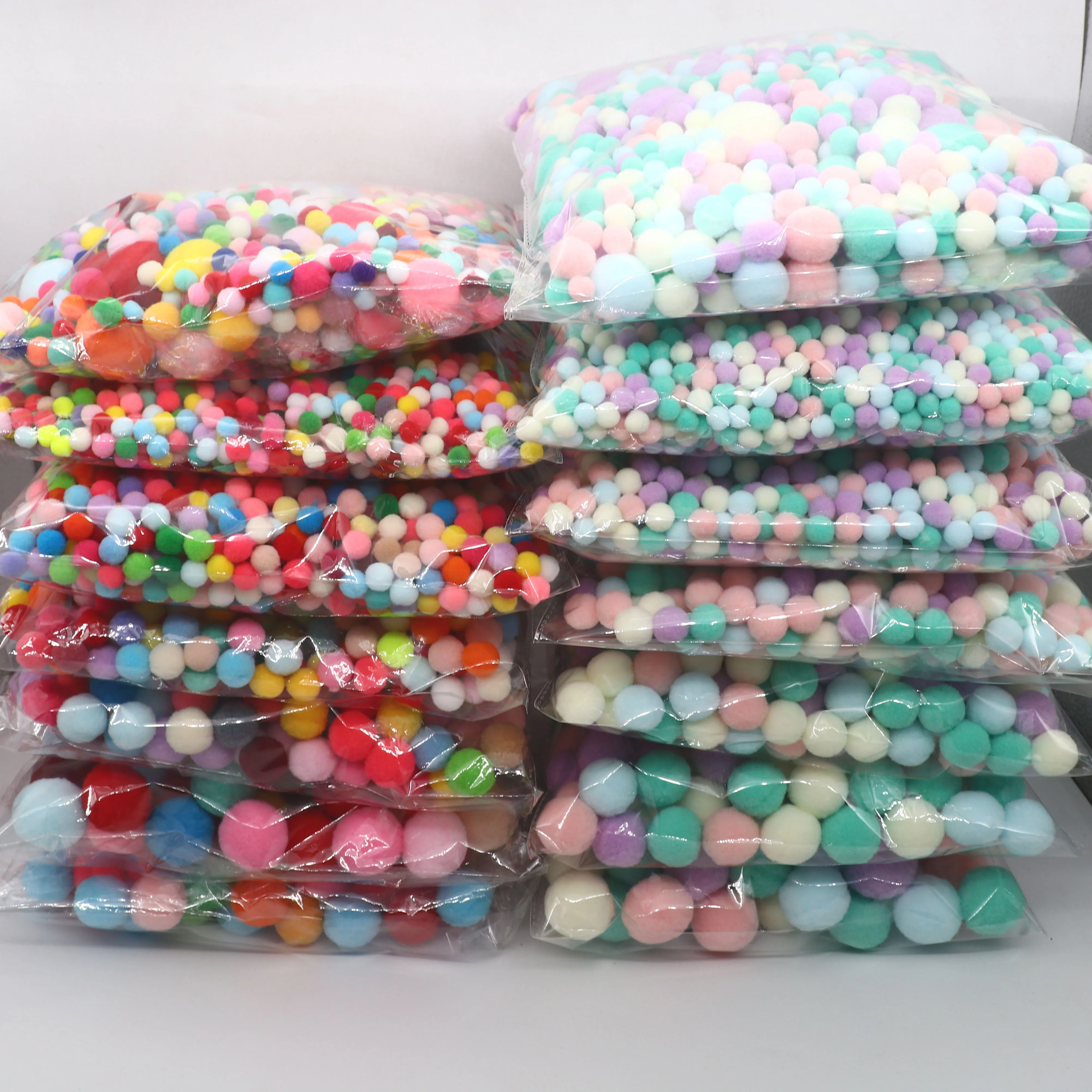 2000pcs Macaron Pompoms Balls 8/10/15/20/25/30mm Mini Fluffy Soft Pom Poms Handmade Toys Wedding Decor DIY Sewing Craft Supplies