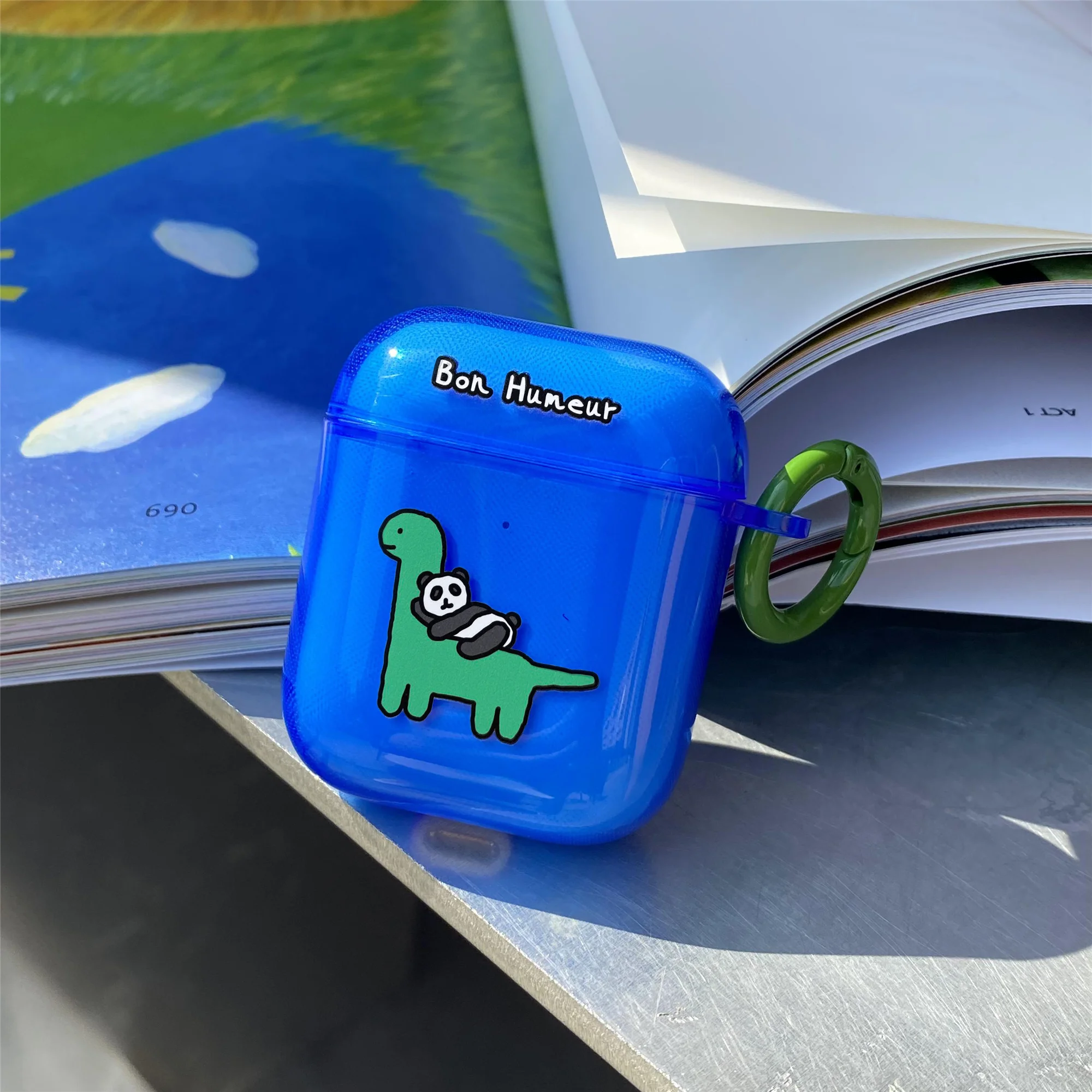 Dinosaur Panda animal Blue Fluorescence TPU custodia per auricolare bluetooth per airpods 3 pro custodie per apple airpod 1/2 cover cuffie