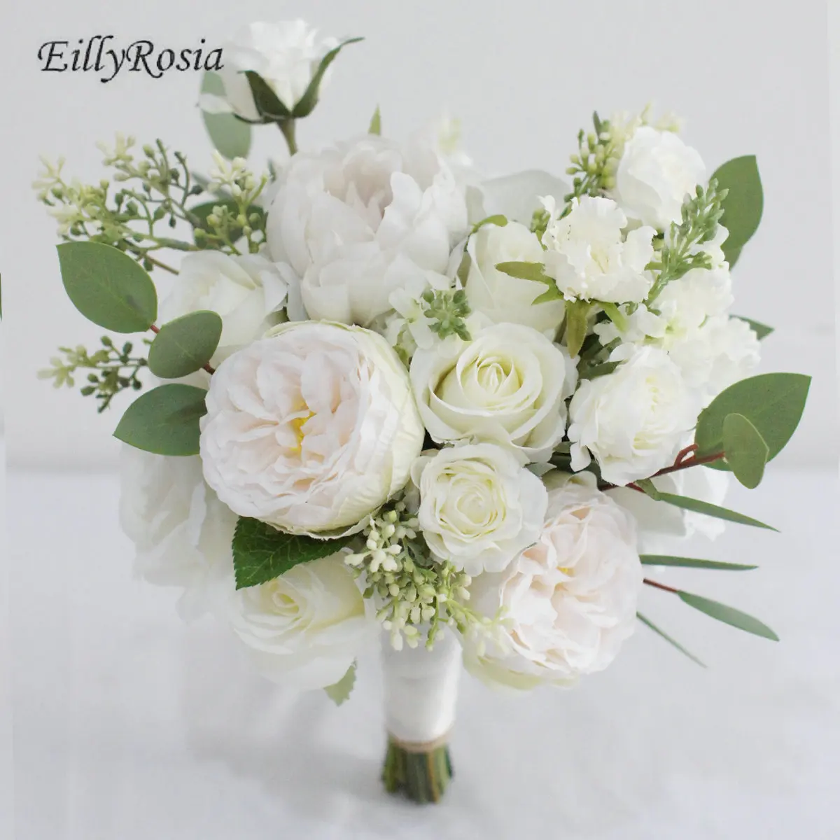 

Romantic Outdoor Wedding Bouquet for Bride White Peony Roses Natural Bridesmaid Holding Flowers Bridal Bouquet de Mariage