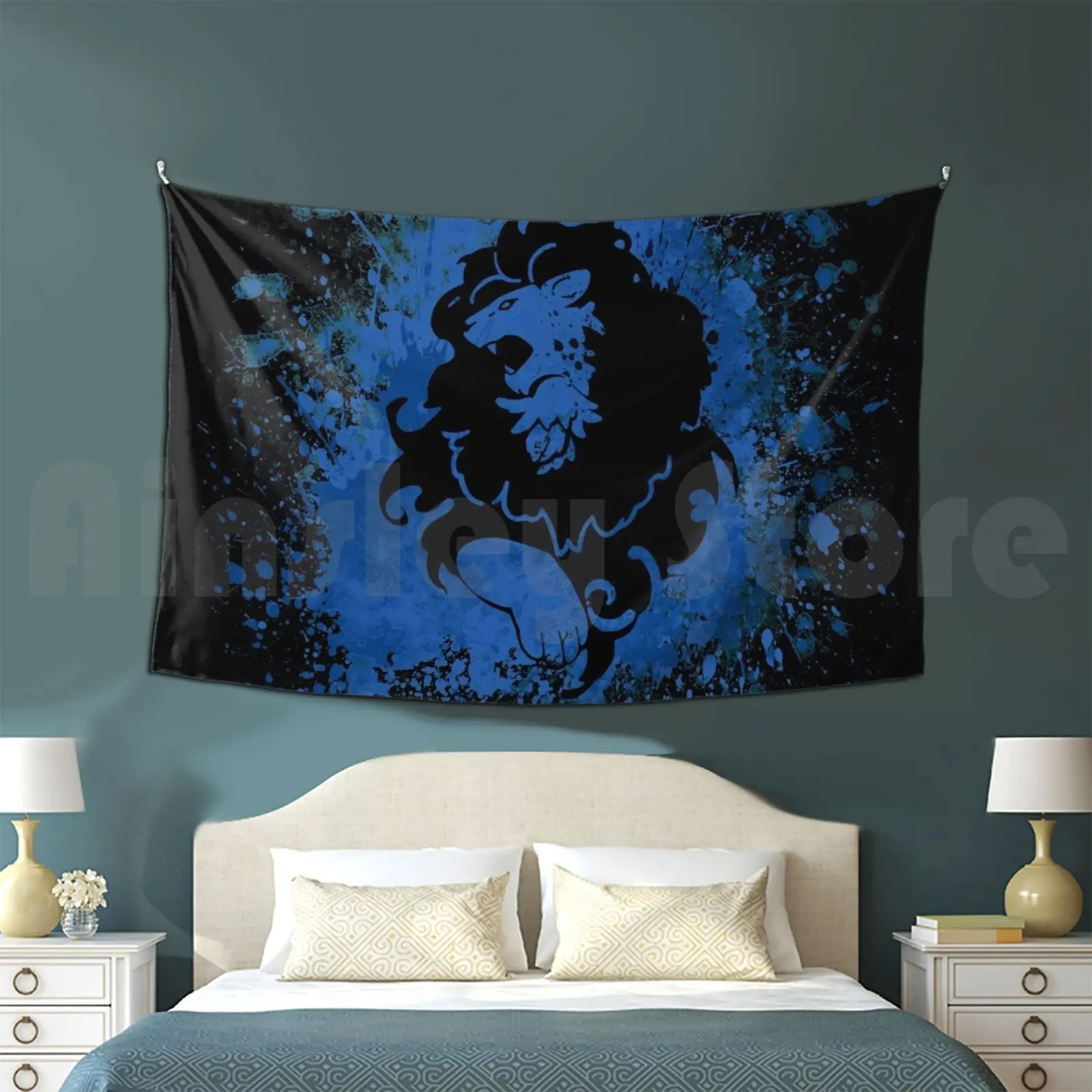 Blue Lion Splatter Customized Tapestry Fe3h Fe16 Fire Emblem Fire Emblem Three Houses Blue Lions