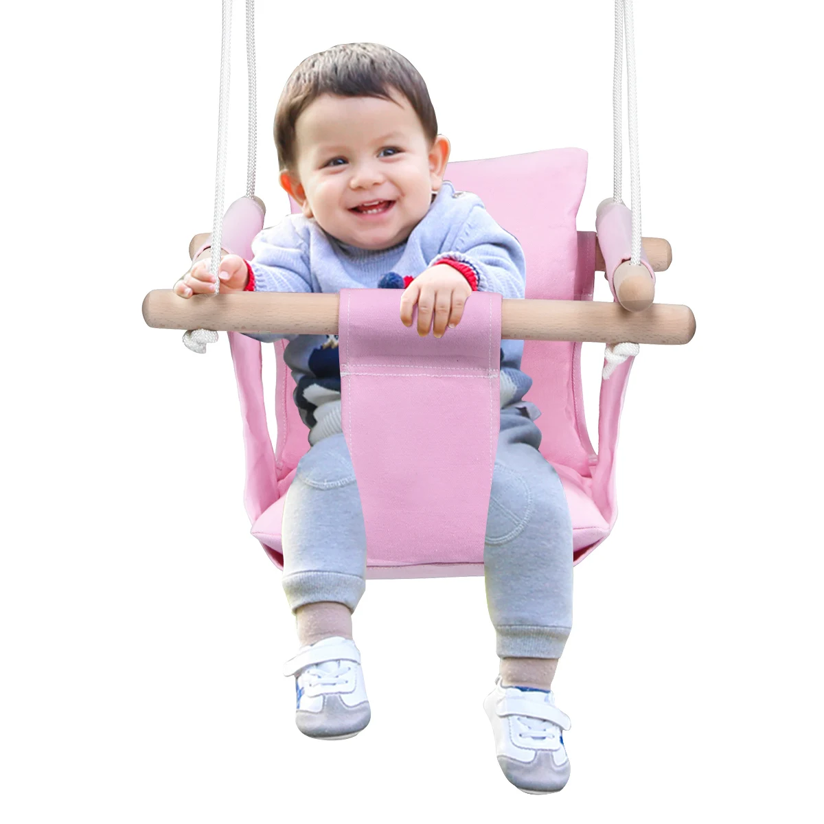 Baby Canvas Opknoping Swing W/Katoen Thuis Outdoor Hangmat Speelgoed Voor Peuter Roze