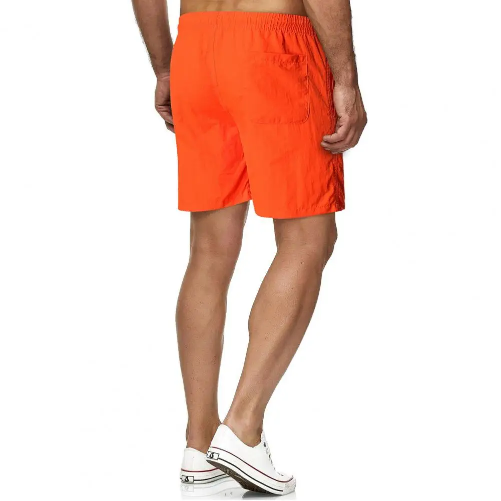 Men Beach Shorts Summer Solid Color Fifth Pants Cotton Breathable Drawstring Pockets Closure Quick Dry Fitness Shorts 2021