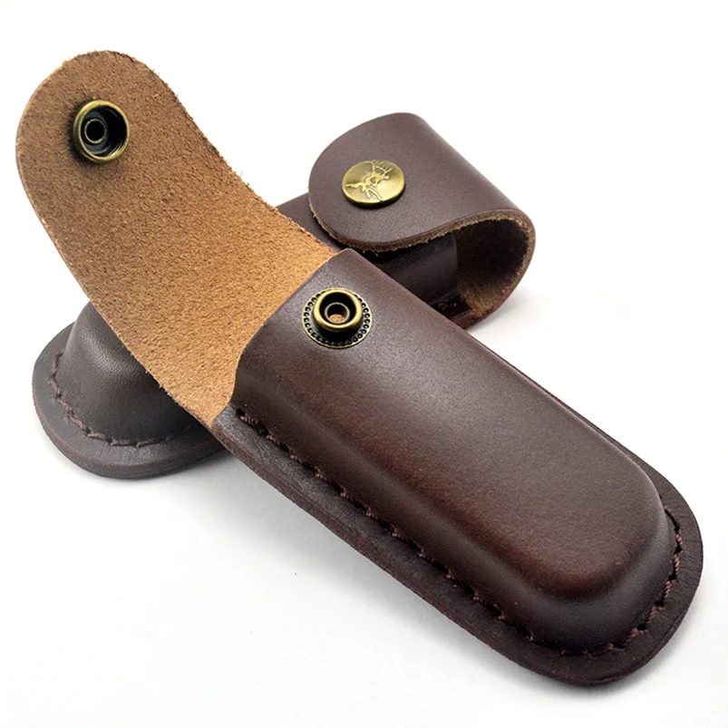 First Layer Leather Folding Knife Scabbard Sheath Holster Real Cowhide Pocket Knife Case Cover Waist Bag DIY EDC Tool нож ножны