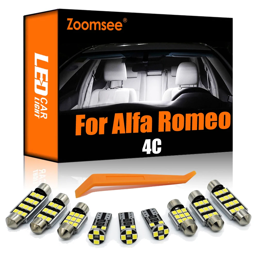 

Zoomsee 8Pcs Interior LED For Alfa Romeo 4C 2017-2020+ Canbus Vehicle Bulb Indoor Dome Map Reading Light No Error Auto Lamp Kit