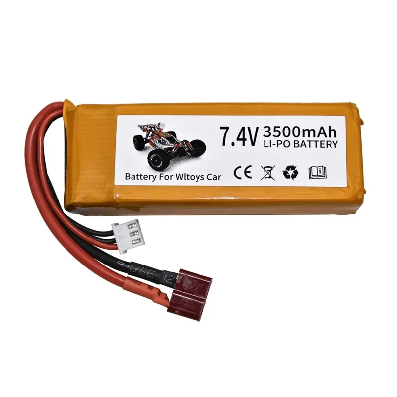 Upgrade 2s 7.4V 3500mAh Lipo battery For 144001 Car Rechargable Battery for 124017 124018 104001 12428 RC Car Parts 10Pcs