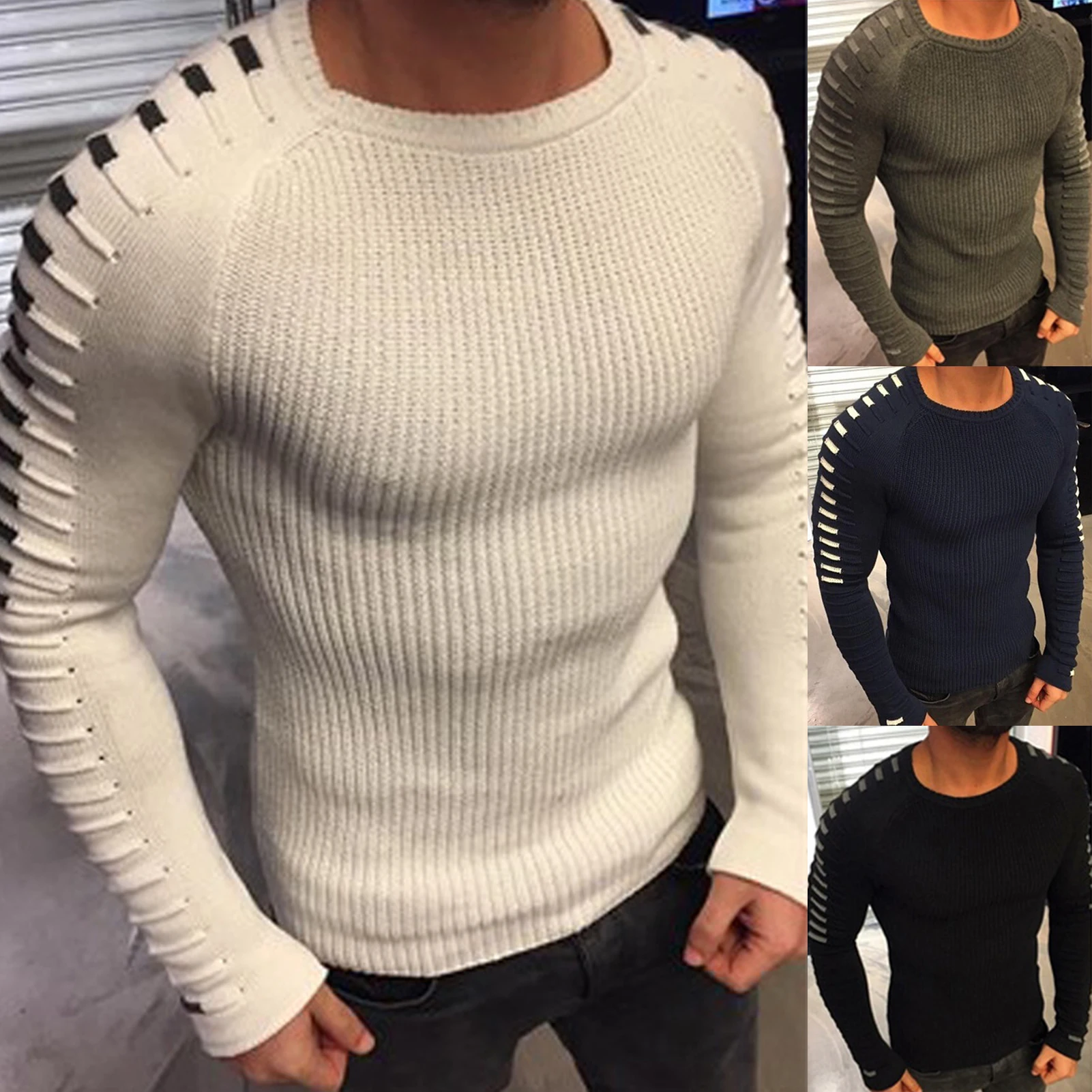 Size S-3XL Men Autumn Winter Solid Color Long Sleeve Warm Knitted Pullover Sweater Men\'s Knitted Sweaters Pullover Men Knitwear