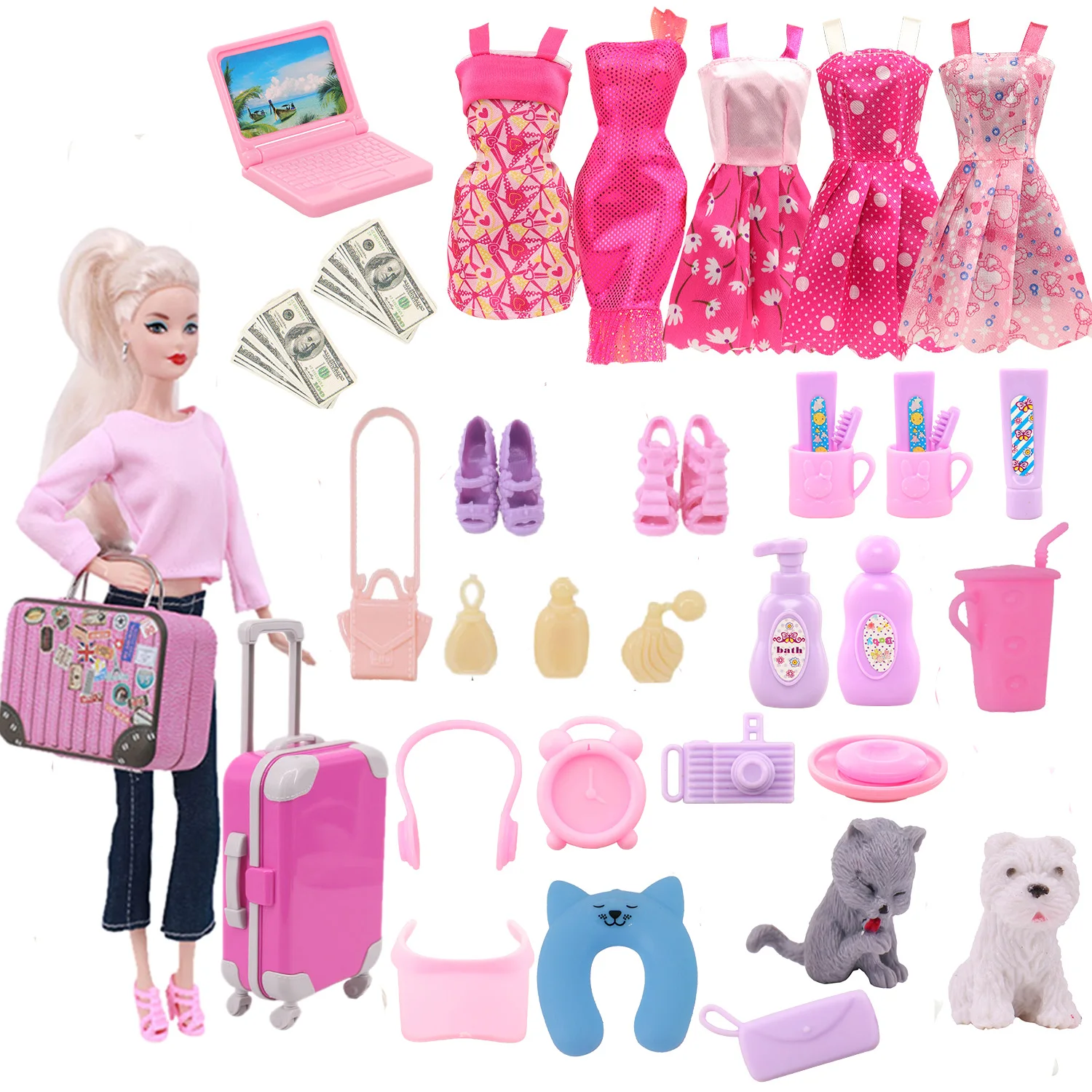 35 Pieces Doll Clothes Shoes Travel Life Accessories Suitable For 11.5 Inch And 30Cm Bjd dolls,Toys For Girls,Doll Accesories