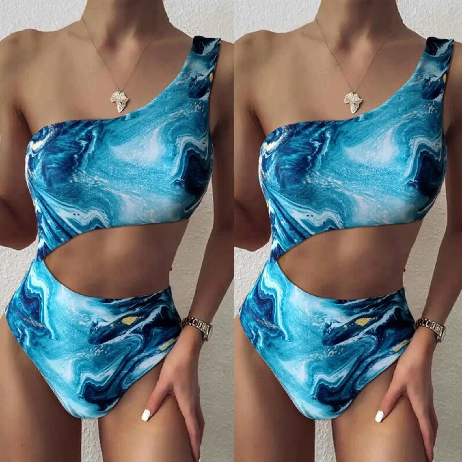 

Ladies Swimwear Women Sexy Star Print One-shoulder One-piece Swimsuit Summer Bikini Swimming Suit For Women Bathing Suit Bather