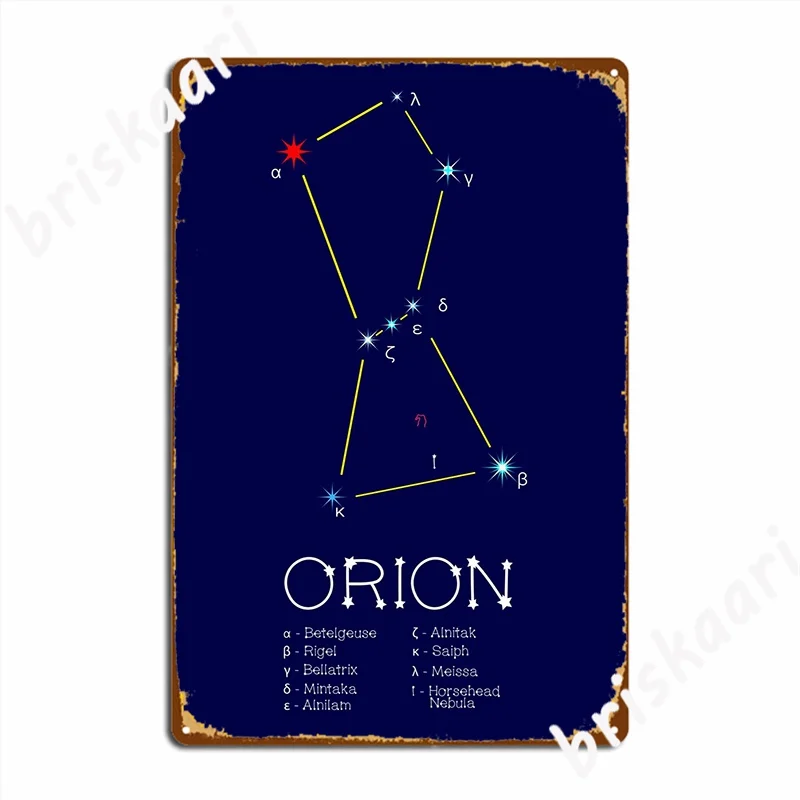 Constellation Orion Poster Metal Plaque Club Home Custom Garage Club Wall Decor Tin Sign Poster