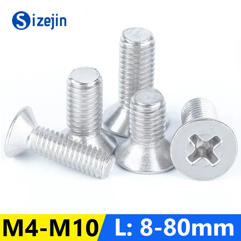 

20Pcs DIN 965 Aluminum Flat Head Phillips Screws M4 M5 M6 M8 M10x8/10/12/16/20/25/30/35/40/45/50/55/60/70/80 Countersunk Bolts