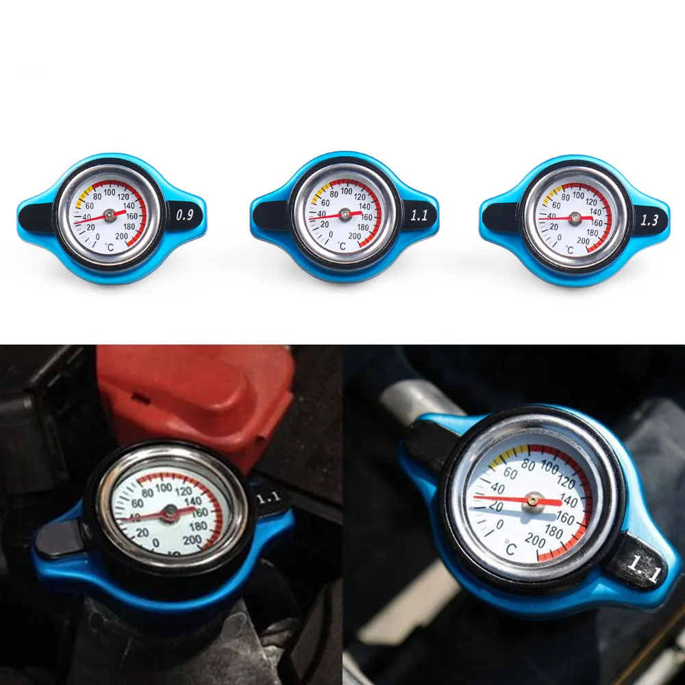 Racing Small Size Thermost Radiator Cap COVER + Water Temp gauge 0.9BAR or 1.1BAR or 1.3 BAR Cover No logo(small head)