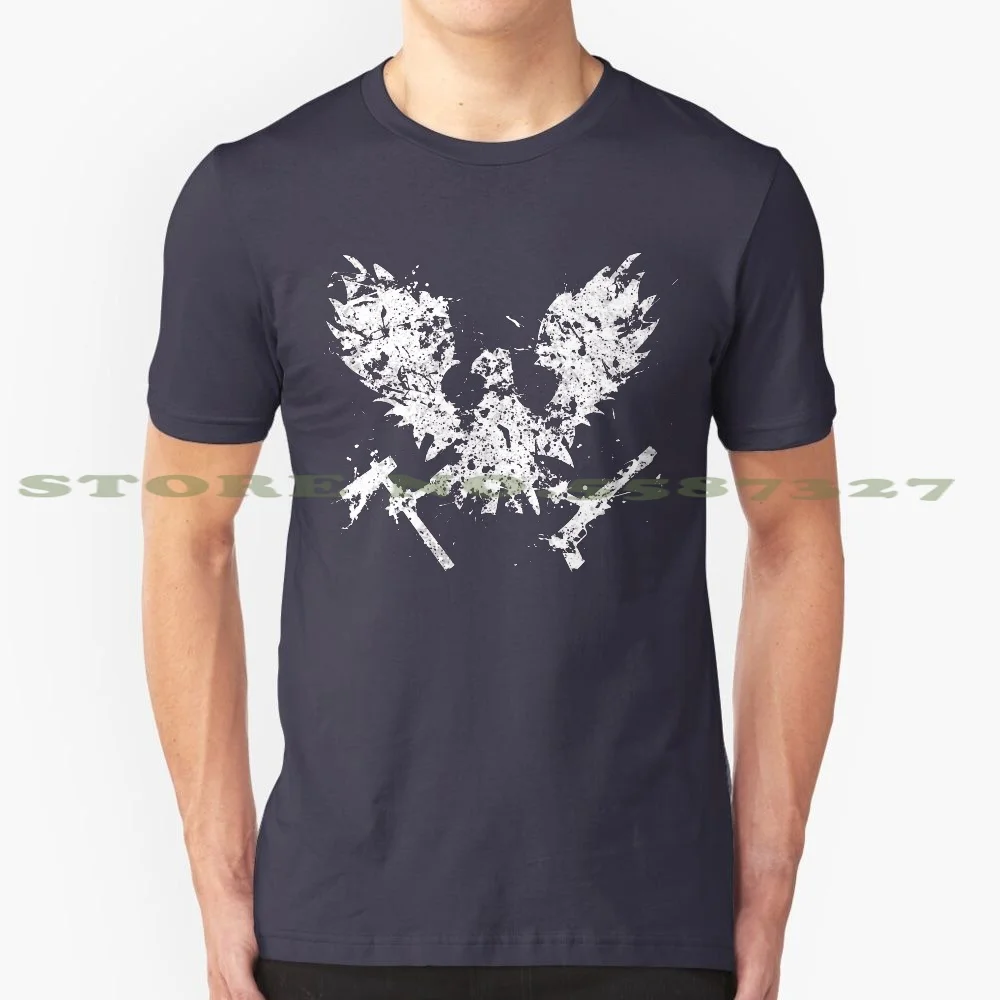 State Of Decay 100% Cotton T-Shirt State Decay Eagle Holding Gun Axe Wings Splat Splatter White Black Symbol Logo Grunge