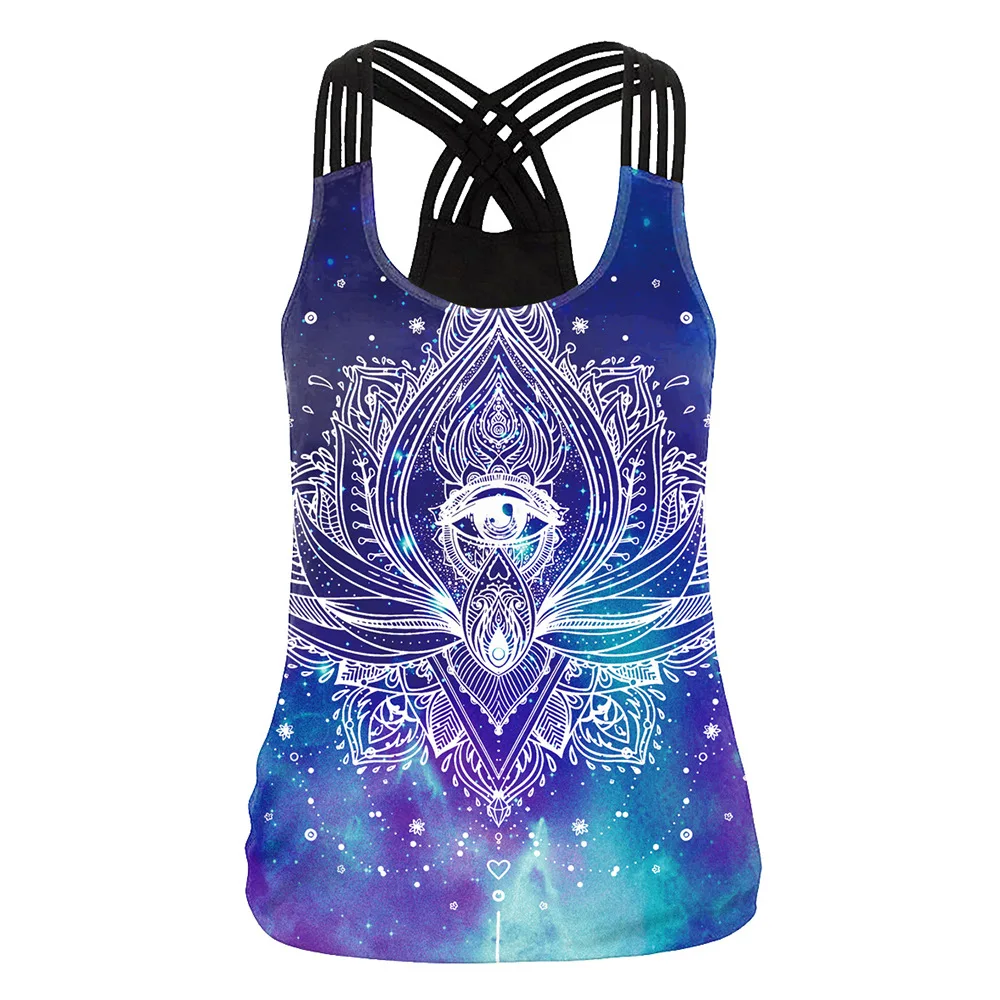 Summer Sleeveless Shirts Women Sport Vest 3D Printed Yoga Tops Elastic Running Tank Tops Quick Dry Gym Fitness Undershirt Female