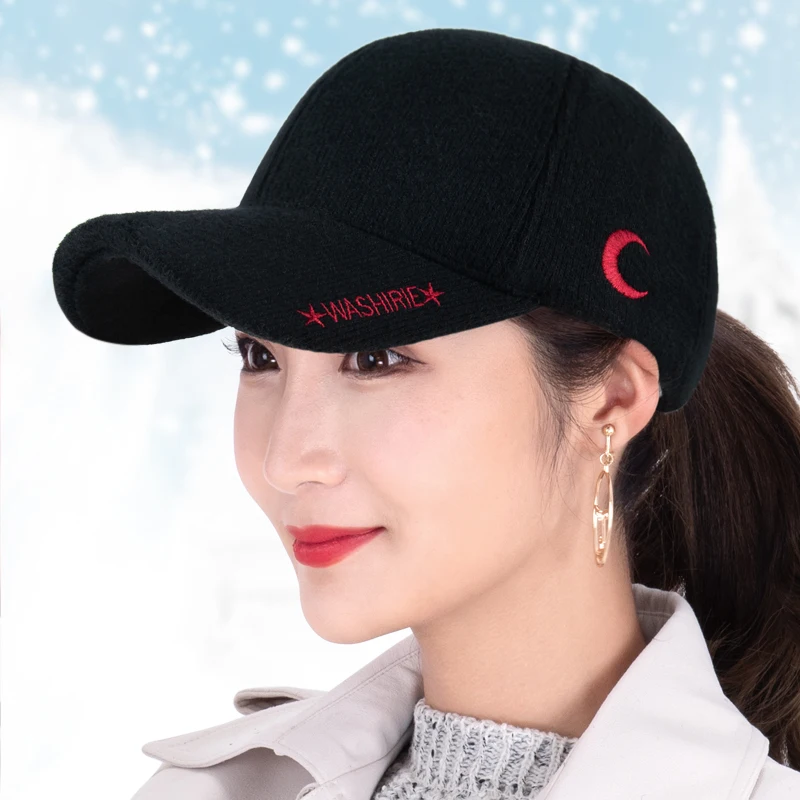 Woolen New Baseball Cap Female Autumn Winter Fashion Trendy Wild Plus Velvet Thickening Plus Velvet Warm Casual Cap