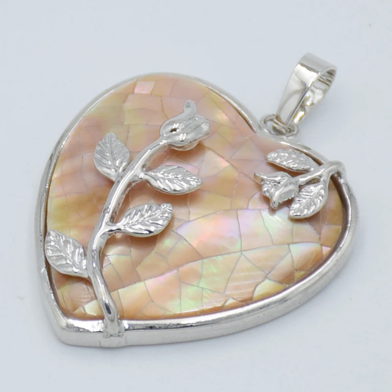 New Natural Abalone Shell Pendants Flower Love Heart Pendant for Necklaces Colorful Paua Seashell Jewelry Girlfriend Gifts