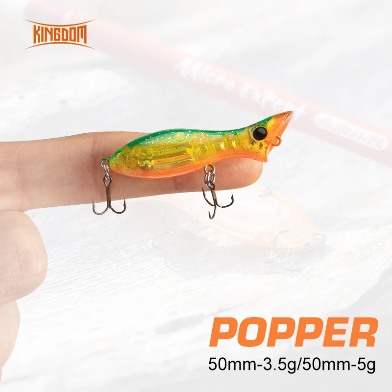 Kingdom PO-50 Fishing Lures Sinking Floating Popper 50mm 3.5g/5g Artificial Wobblers Baits For Carp Bass Trout Fishing Tackles