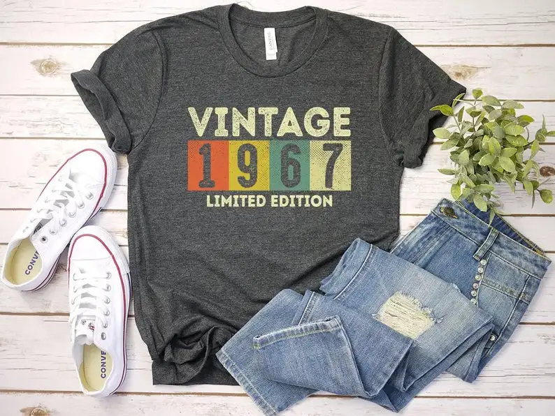 Vintage 1967 T-Shirt  Limited Edition Limited Edition Men Women 55th Birthday 55 Year Old Gifts cotton O Neck Short Sleeve Tees