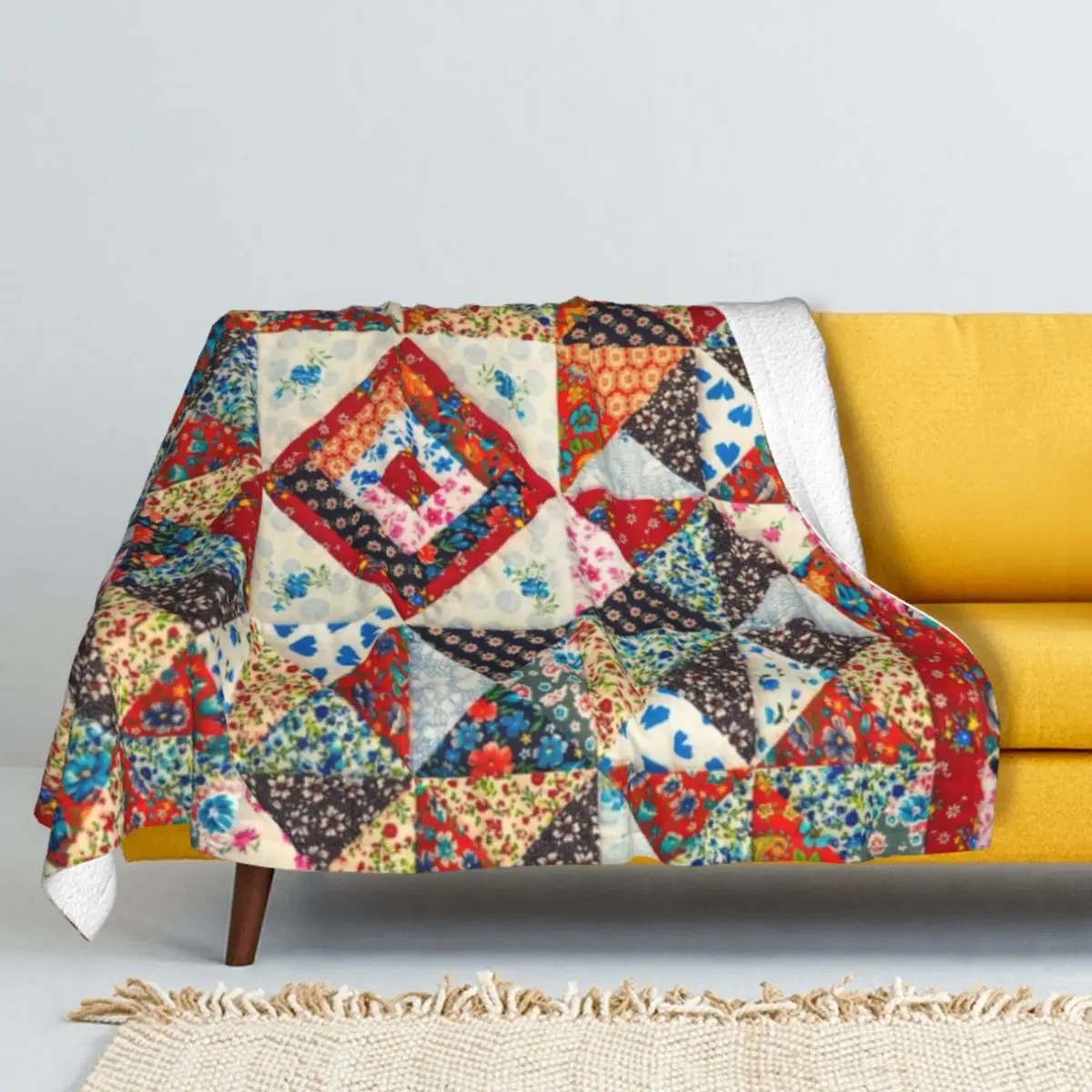 Patchwork Mudcloth Retro Winter addensare coperta di lana a doppio strato coperta di lana di corallo coperta di calore biancheria da letto divano