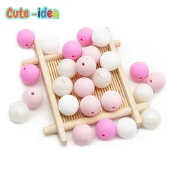 Cute-idea 12mm perline in Silicone 10 pezzi perline per dentizione per bambini BPA braccialetto per allattamento gratuito Silicone piccolo asta massaggiagengive giocattolo ciuccio