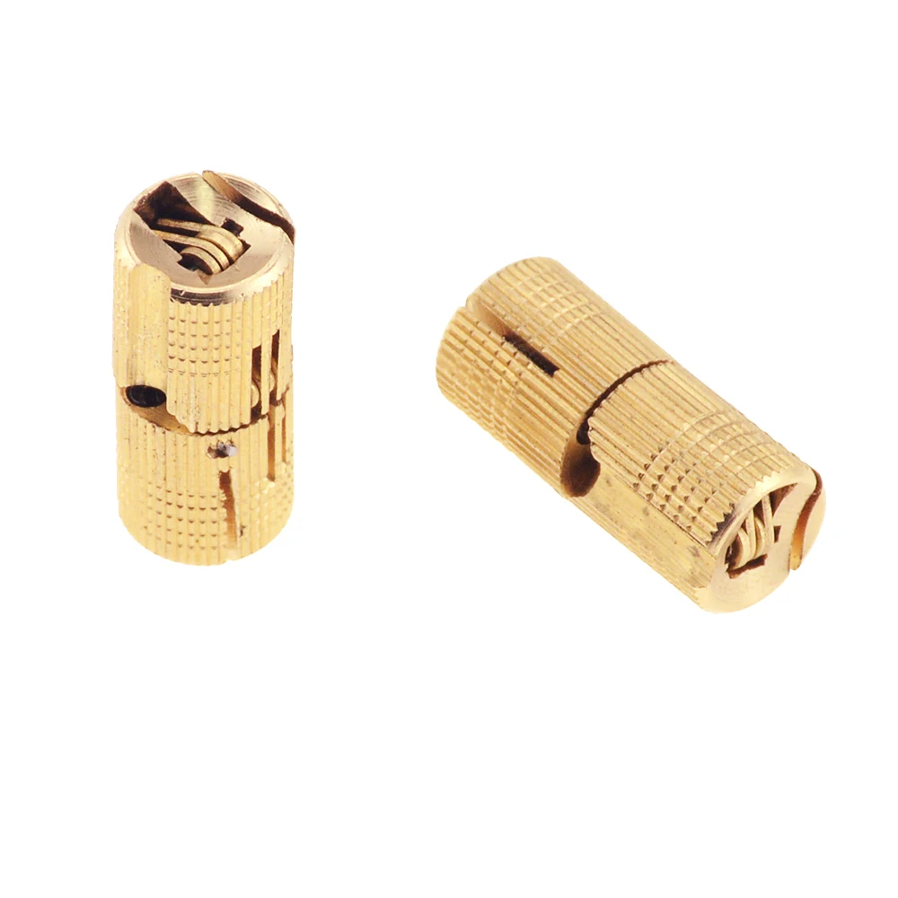 Bisagras de muebles de latón de cobre de 8-18mm, bisagras de puerta invisibles ocultas de gabinete cilíndrico para caja de regalo de Hardware, 1 pieza