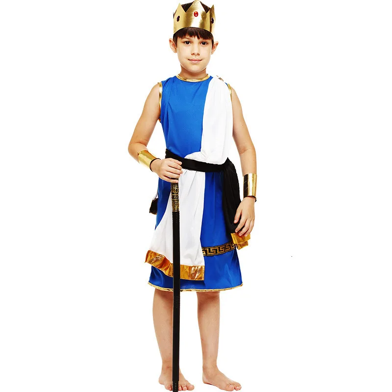 Carnaval festa de halloween trajes para o menino pequeno rei deus de zeus fantasia criança cosplay roupas vestido juntos