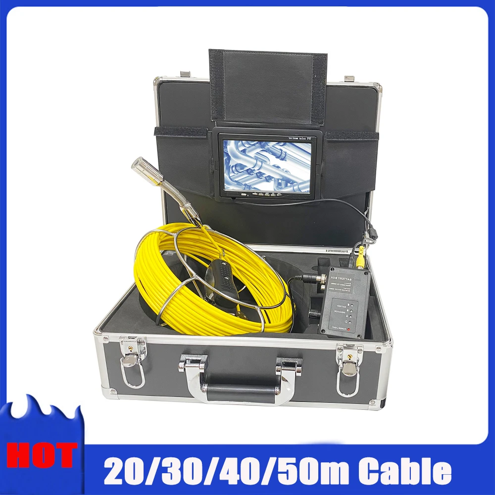 

7inch 20-50m 720P Drain Sewer Pipeline Industrial Endoscope System Support DVR Pipe Inspection Video Camera 12V4500mAh Battery