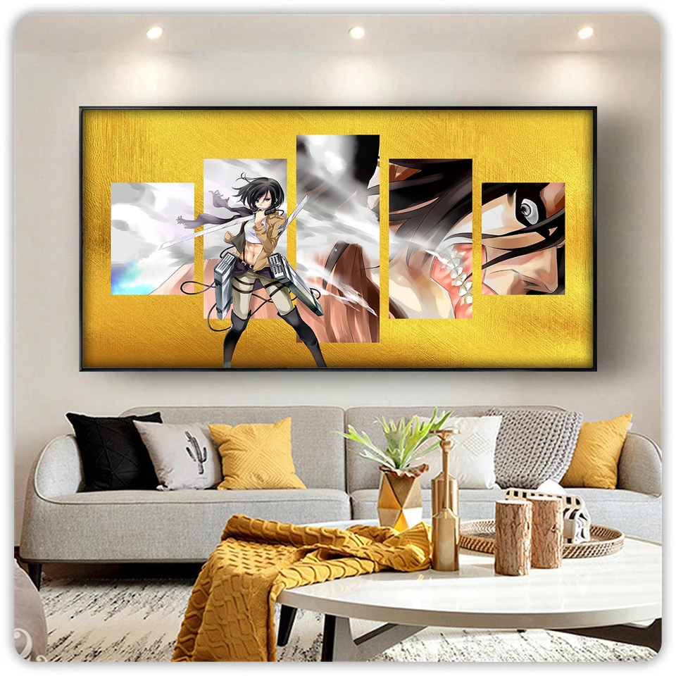 Naked Eye 3D Wall Art Titans Attack Modern Popular Canvas Painting  Visual effect Poster Wall Picture Home Decor HD printing