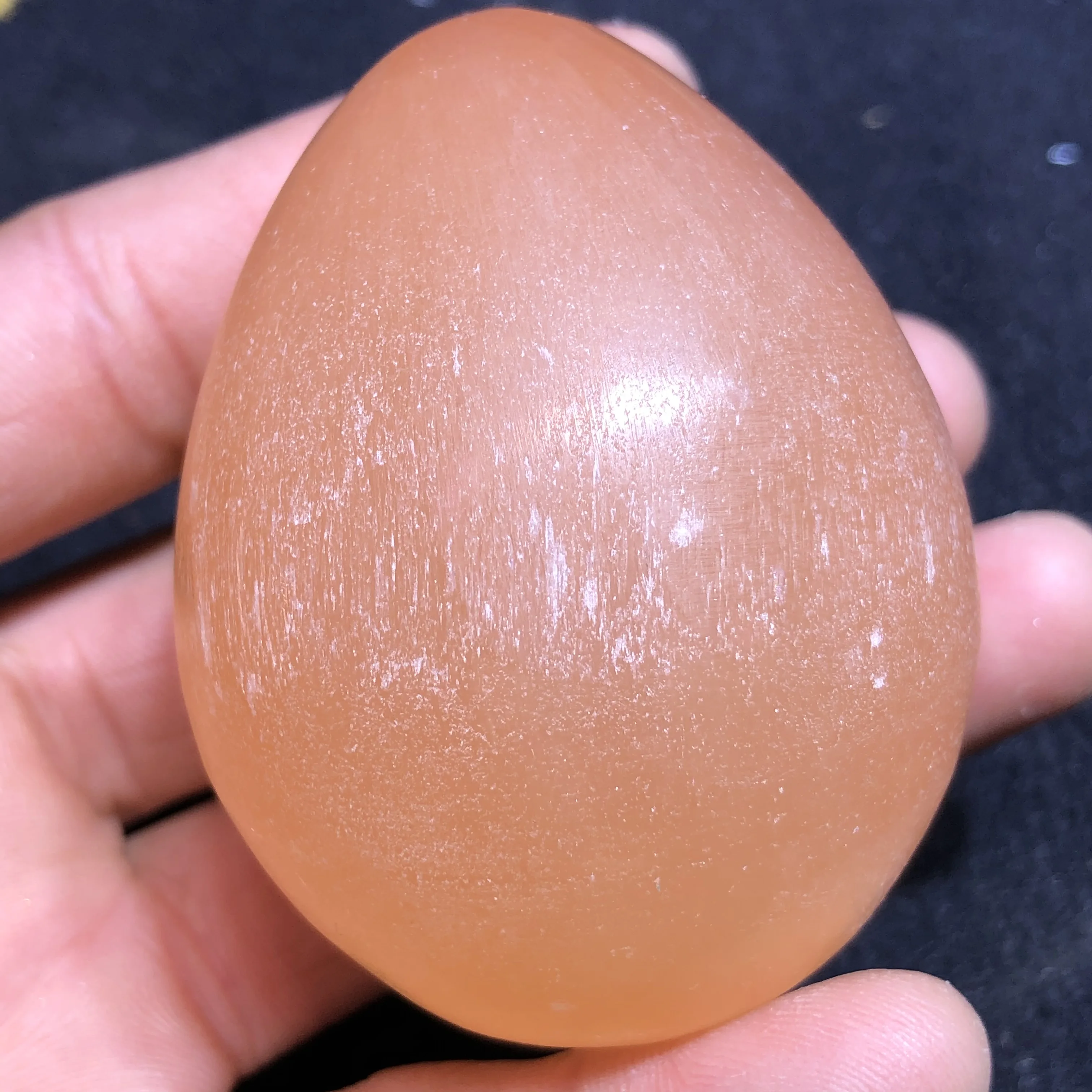 Drop transport natural selenite crystal gemstone meditation reiki healing chakra gift of orange gypsum egg crystal