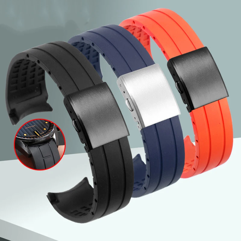 

CICIDD Silicone Watchband Substitute For Mido M005 Black Orange Blue Arc Interface Strap Male Rubber Watch Chain 22 23mm