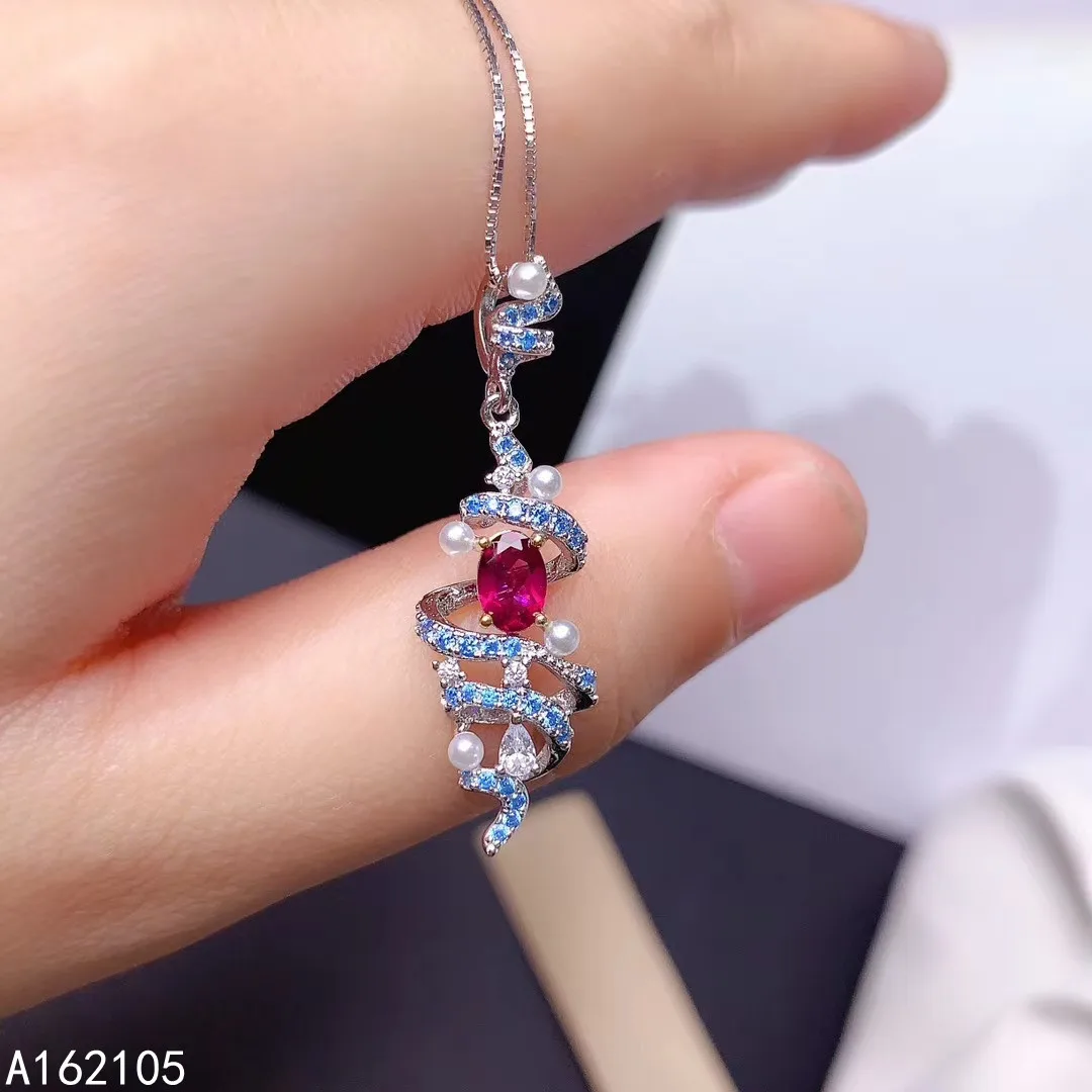 Fine jewelry 925 pure silver inlaid natural pyrope garnet girl trendy luxury lspray pearl Chinese style gem pendant necklace sup