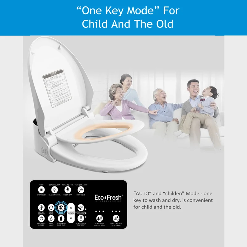 Imagem -05 - Ecofresh Inteligente Tampa de Assento do Toalete Bidé Eletrônico Capa de Assento Limpo e Seco wc wc Inteligente Assento da Criança