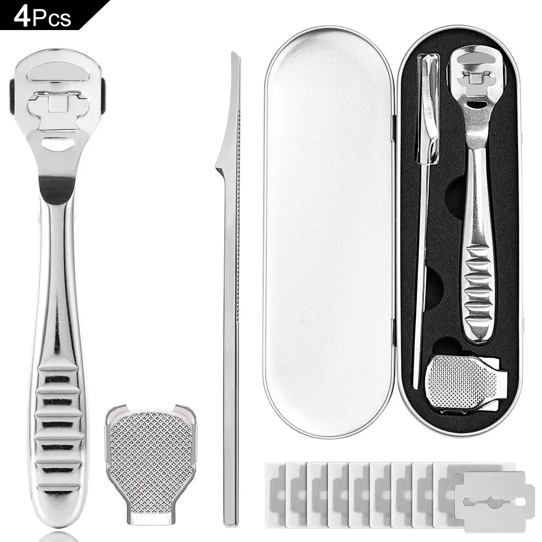 Stainless Steel Pedicure Tool Set Foot Care Callus Remover Hard Dead Skin Cutter Shaver pedicure knife+ blade Set