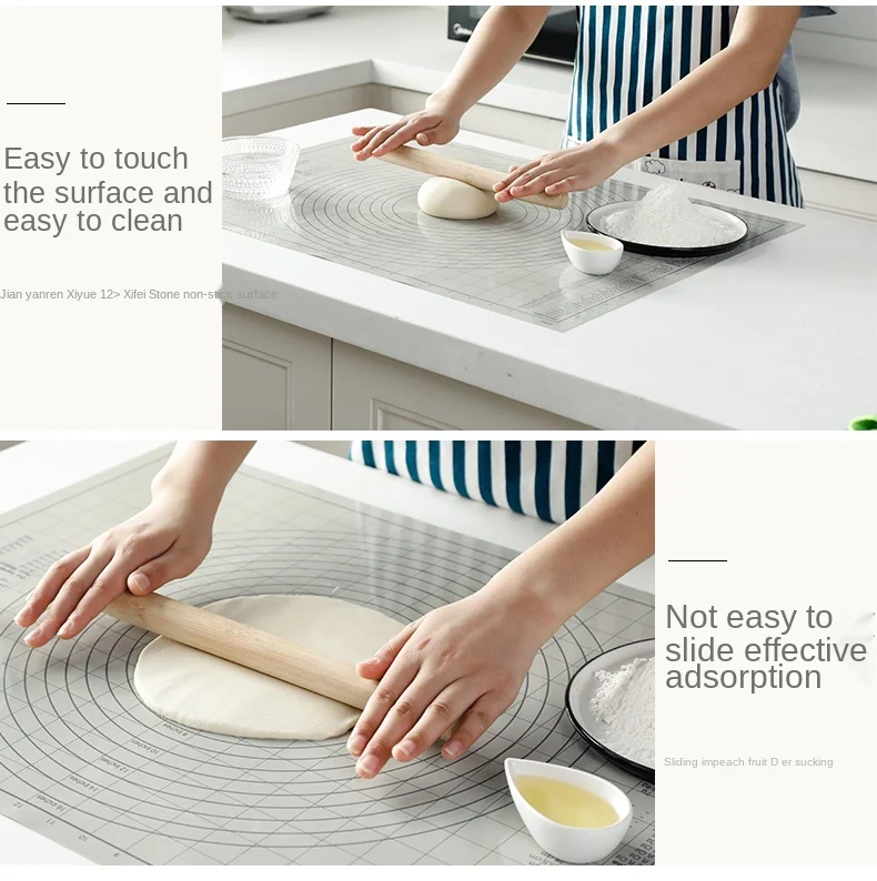 zq Silicone Dough Kneading Thickened Kitchen Slip-Proof Pad Dough Rolling Pad Baking Dough Kneading Dough Rolling Pad Non-Stick