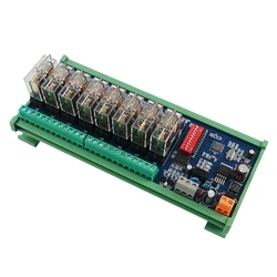 Huaqingjun 8-Channel RS485 Communication Relay Module 12V/24VDC Remote Control RS485 Modbus RTU for Industrial Automation