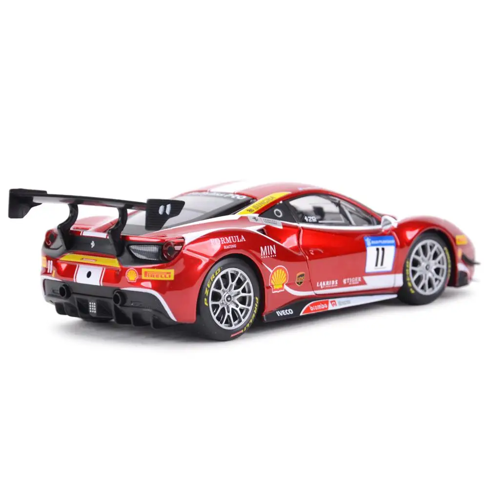 Bburago 1:24 Ferrari 488 mücadelesi 2017 Formula yarış spor araba statik döküm araçları koleksiyon Model oyuncak arabalar