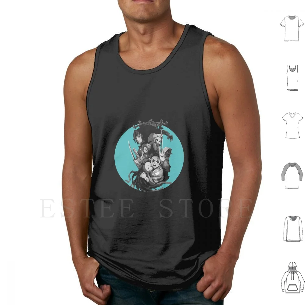 

Kimetsu No Yaiba Tank Tops Vest Cotton Kimetsu No Yaiba Demon Kamado Tanjirou Nezuko Sibling Inosuke Monster Sword Katana
