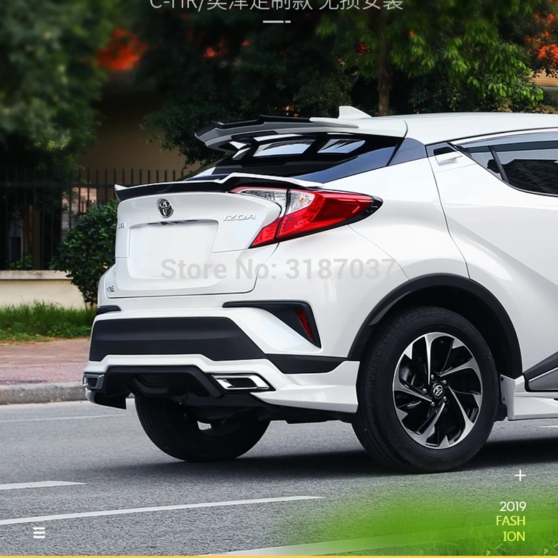 FOR Toyota C-HR CHR IZOA spoiler ROWEN STYLE ABS Plastic Unpainted Color Rear Roof Spoiler Wing Trunk Lip Boot Cover Car Styling