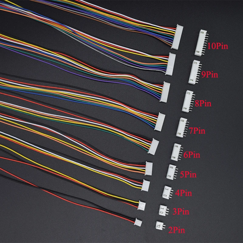 10 Sets Of XH2.54 Wire And Cable Terminal Wire JST Connector 2/3/4/5/6/7/8/9/10 Pin Pitch Plug Socket 200mm Wire 26AWG