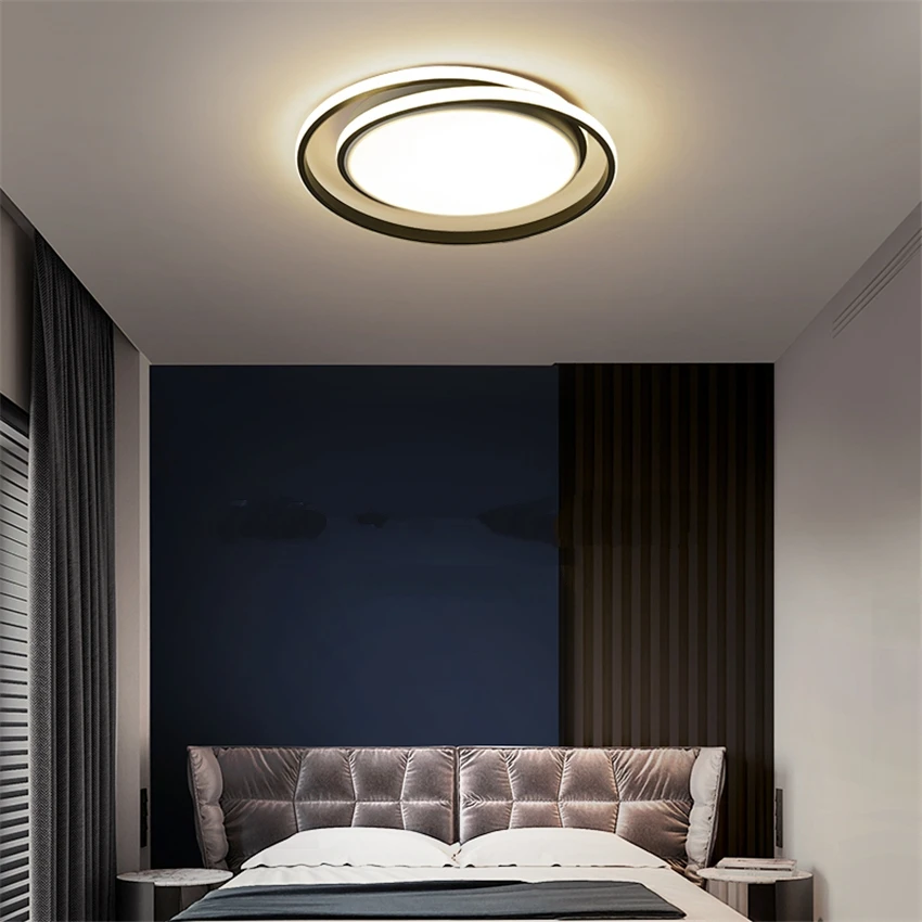 Luxury modern ring line ceiling lights master bedroom led study living room ceiling lamps Nordic home kitchen deco lighting.