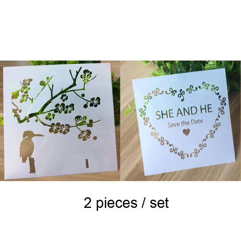 2pc Thrush Bird Stencil Painting Template Layering Stencils For Wall Painting Scrapbooking Album Decorative Embossing Template