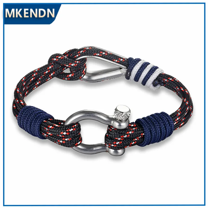 MKENDN New Fashion Sport Camping Parachute Navy Blue Cord Men Women Nautical Survival Rope Chain Bracelet Summer Style