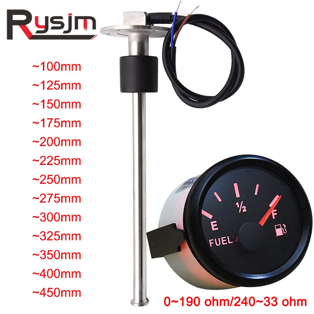 Fuel & Water Level Gauge Sensor Boat Motorcycle Car Fuel Sending Unit 0~190 ohm/240~33 ohm with 100mm 125mm ,150mm, 200mm,450mm