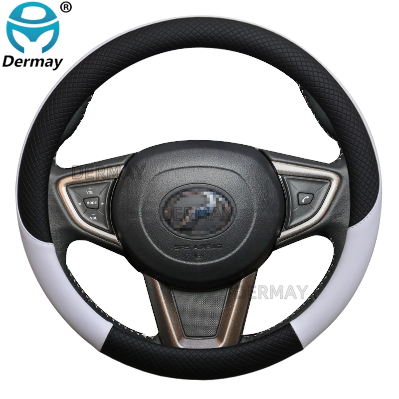 100% DERMAY Brand Leather Car Steering Wheel Cover for Perodua Myvi KELISA KENARI KANCIL Viva Alza NIPPA Auto Accessories