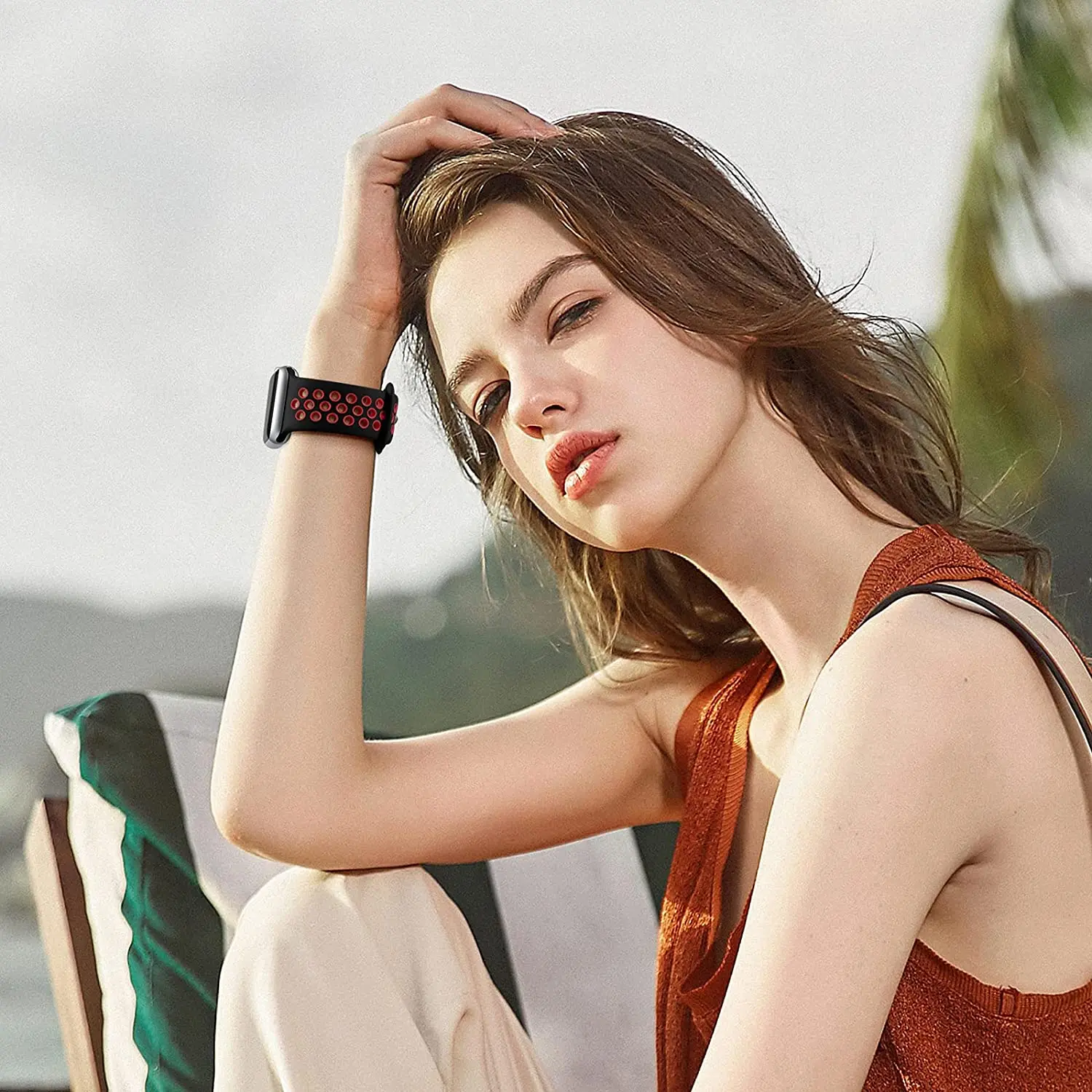 สายซิลิโคนสำหรับ Apple Watch Band 44มม.40มม.38มม.42มม.44มม.Breathable Watchband Correa สร้อยข้อมือ IWatch 3 4 5 6 Se Band