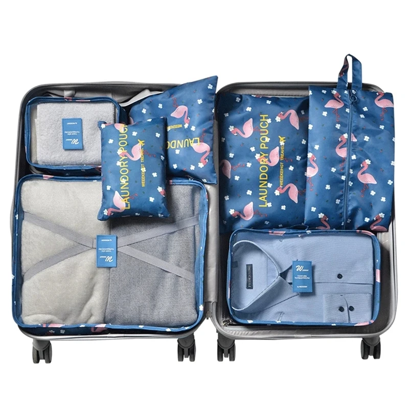 

7Pcs Travel Organizer Suitcase Clothes Finishing Kit Portable Partition Tidy Pouch Home Underwear Shoes Storage Bags Travel Bags