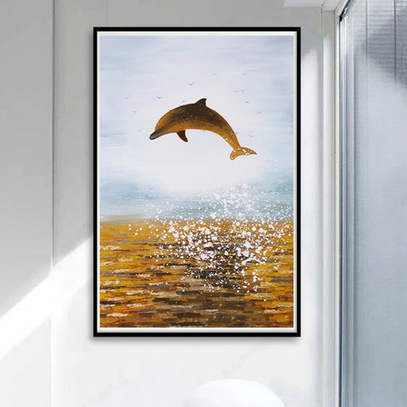 DIY 5D Diamond Painting,Embroidery Dolphin Jumping in the Sea, Oil Painting, Full Painting, Cross Stitch.Sale