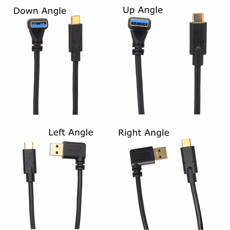 90 Degree Up Down Left Right Angle USB 3.0 Type A To USB C Male Data Sync Charging Cable for Xiaomi 4C/5 Huawei P9 Samsung Note7