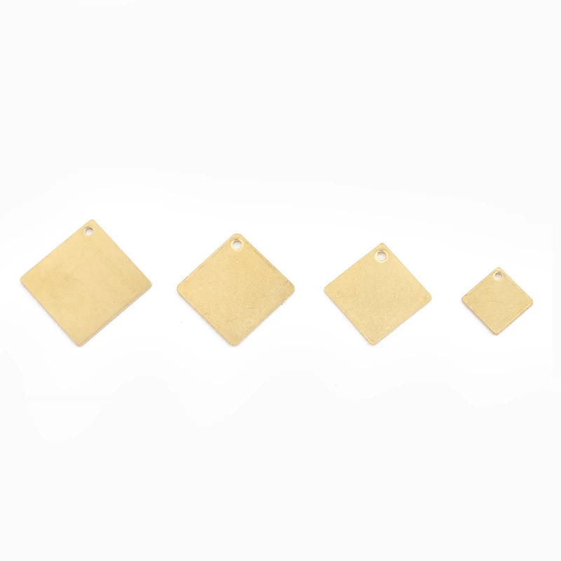 20pcs Raw Brass Square Charms Stamping Disc Blanks Pendants For Diy Earring Necklace Bracelet Jewelry Craft Making Supplies