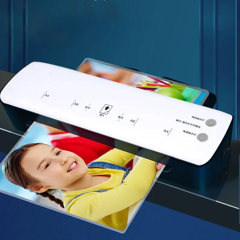 เครื่องเคลือบบัตรเทอร์โมพลาสติก A4 สำหรับรูปภาพ เมนู ฟิล์มกาว เครื่องเคลือบบัตรสำนักงาน เครื่องเคลือบบัตรขนาดเล็กแบบอัตโนมัติเต็มรูปแบบ